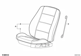Seat, front, cushion and cover — BMW E36 factory diagram