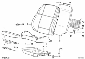 Pad/seat pan of BMW sports seat — BMW E36 factory diagram