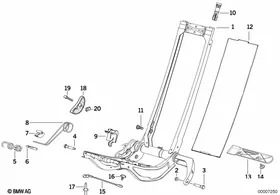 BMW sports seat frame mechanical — BMW E36 factory diagram