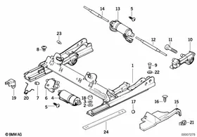 Front seat rail electrical/single parts — BMW E36 factory diagram