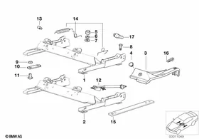Front seat rail — BMW E36 factory diagram