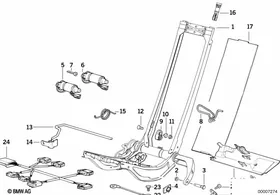 Front seat electrical backrest frame — BMW E36 factory diagram