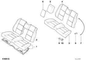 Rear seat centre armrest — BMW E36 factory diagram