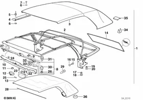 Manual/electromech.semiautom.folding top — BMW E36 factory diagram