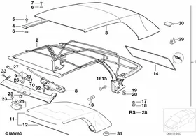 Softtop, electromech. all-autom. — BMW E36 factory diagram