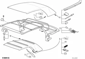 Folding top repair kits — BMW E36 factory diagram
