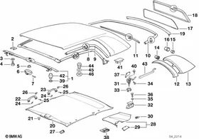 Hardtop parts — BMW E36 factory diagram