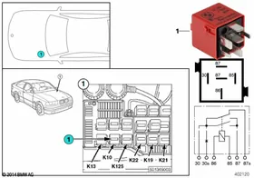 Relay, ABS overvoltage protection K10 — BMW E36 factory diagram