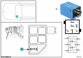 Relay, hinged window, K113 — BMW E36 factory diagram