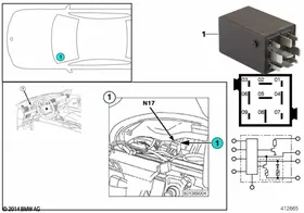 Relay, crash alarm N17 — BMW E36 factory diagram
