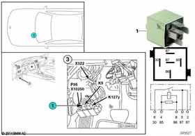Relay, load-shedding terminal 15 K9 — BMW E36 factory diagram