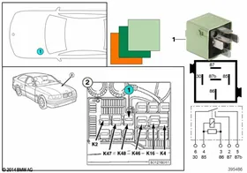 Relay, driving lights K48 — BMW E36 factory diagram