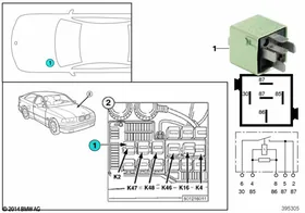 Relay, fanfare K2 — BMW E36 factory diagram