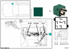 Relay, tailgate lock K117 — BMW E36 factory diagram