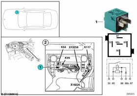 Relay, rear window blower K99 — BMW E36 factory diagram