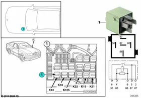 Relay, heated rear window K13 — BMW E36 factory diagram