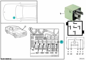Relay, blower K4 — BMW E36 factory diagram