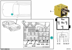 Relay, A/C compressor K19 — BMW E36 factory diagram