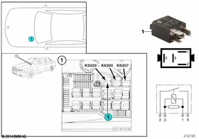 Relay, oxygen sensor K5029 — BMW E36 factory diagram