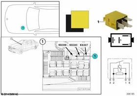 Relay, oxygen sensor K6309 — BMW E36 factory diagram