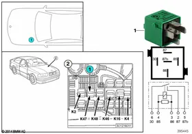 Relay, fog light K47 — BMW E36 factory diagram