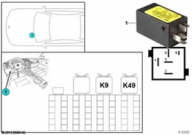 Relay, rear fog light K49 — BMW E36 factory diagram