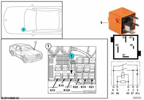 Relay, pump motor K125 — BMW E36 factory diagram
