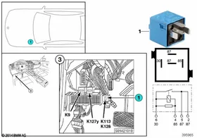 Relay, surround sound K128 — BMW E36 factory diagram