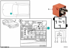 Relay, secondary air pump K6304 — BMW E36 factory diagram