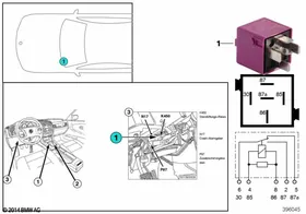 Relay, independent ventilation K450 — BMW E36 factory diagram