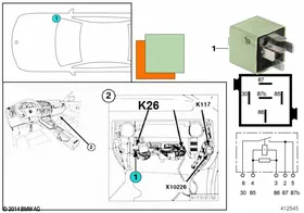 Relay, daytime driving lights K26 — BMW E36 factory diagram