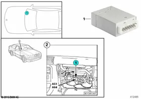 Relay, wash/wipe module A64 — BMW E36 factory diagram