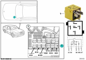 Relay, auxiliary fan stage 1 K21 — BMW E36 factory diagram