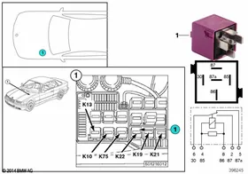 Relay, auxiliary fan stage 2 K22 — BMW E36 factory diagram