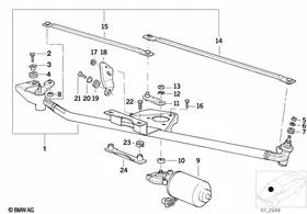 Single wiper parts — BMW E36 factory diagram