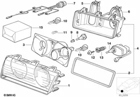 Single components for headlight Bosch — BMW E36 factory diagram