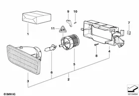 Single parts, fog lights — BMW E36 factory diagram