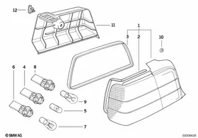 Rear light — BMW E36 factory diagram