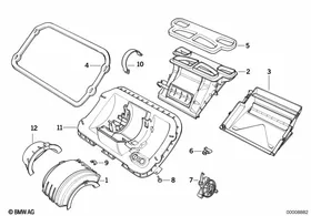 Housing parts, heater Behr — BMW E36 factory diagram