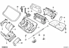 Housing parts - air conditioning — BMW E36 factory diagram