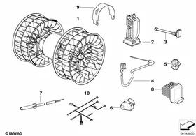 Electric parts for AC unit — BMW E36 factory diagram