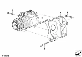 Air condit. compressor mounting parts — BMW E36 factory diagram