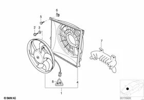 Suction fan and mounting parts — BMW E36 factory diagram