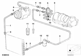 Coolant lines — BMW E36 factory diagram
