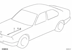 Earth strap for engine hood — BMW E36 factory diagram