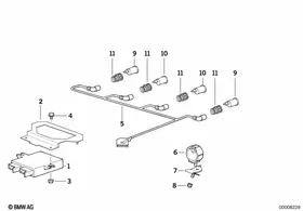 Park Distance Control (PDC) — BMW E36 factory diagram