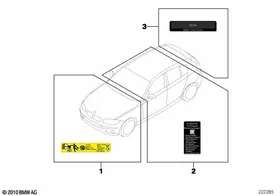 Assorted information plates — BMW E36 factory diagram