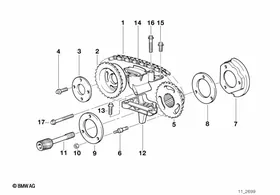 timing gear timing chain top — BMW E36 factory diagram