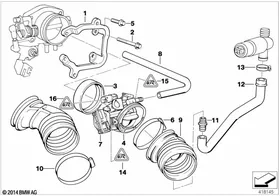 Secondary throttle housing tube ASC — BMW E36 factory diagram