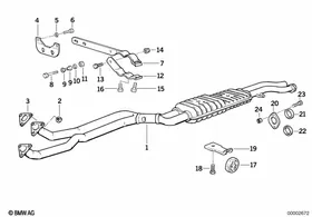 Exhaust pipe front silencer — BMW E36 factory diagram
